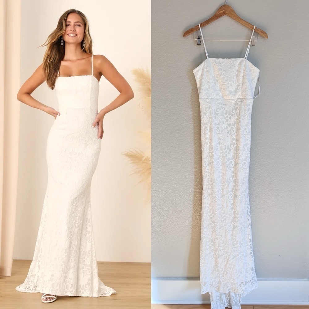 My Kind of Forever White Mesh Floral Embroidered Maxi Dress Medium